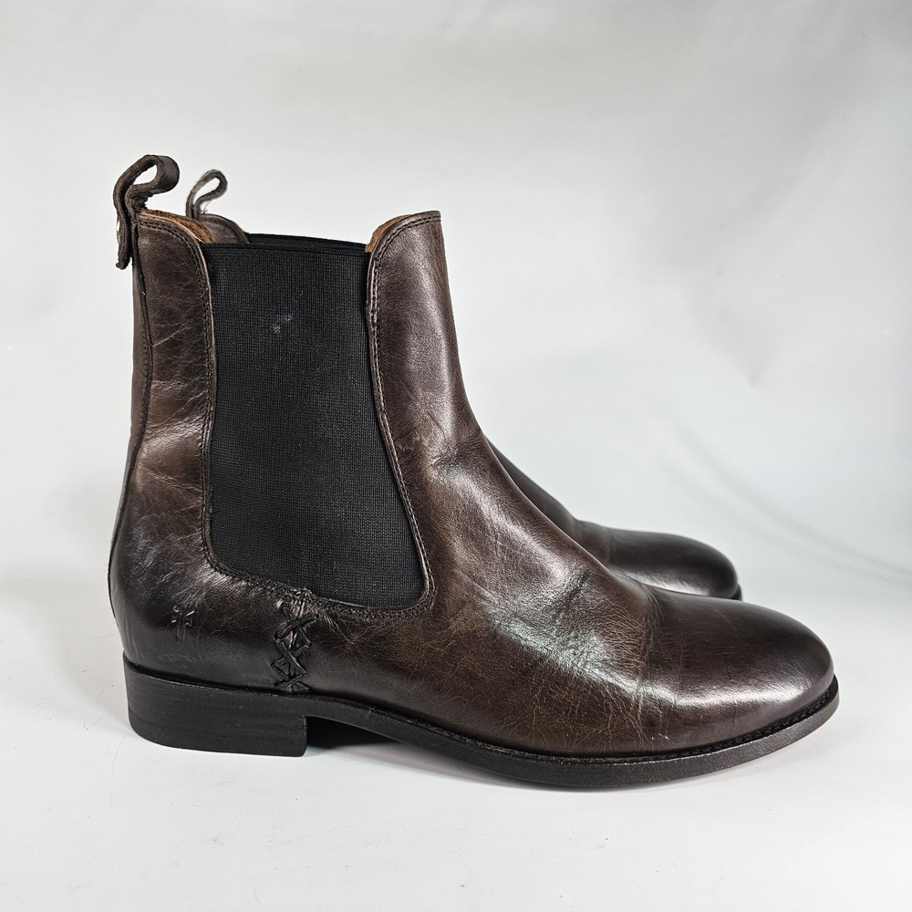 Frye Brown Leather Chelsea Ankle Boots